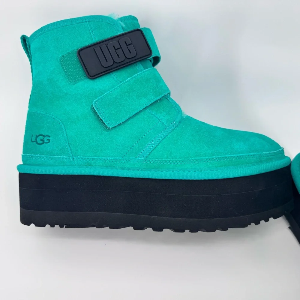 UGG Women's Teal Suede Platform Ankle Boots